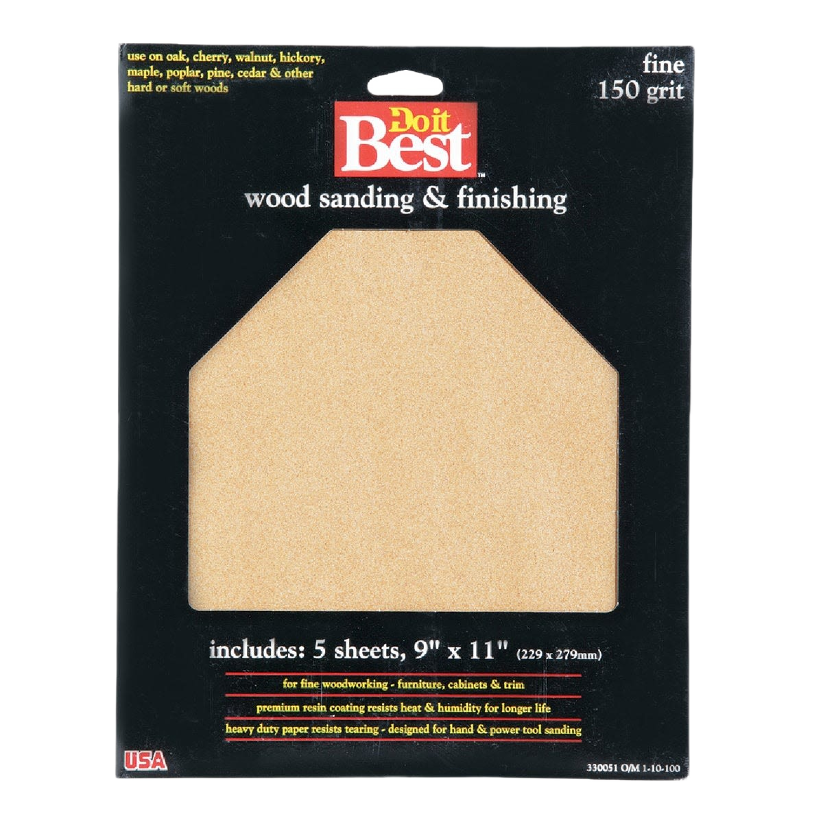 5-pack of 9 x 11 inch 150-grit fine garnet sandpaper sheets for wood sanding in home improvement tools collections