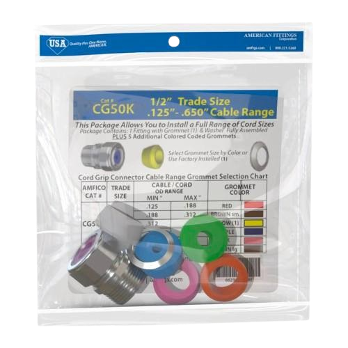 American Fittings 1/2" cord grip kit with multicolor grommets for electrical boxes and conduit fittings under $50 tools collection