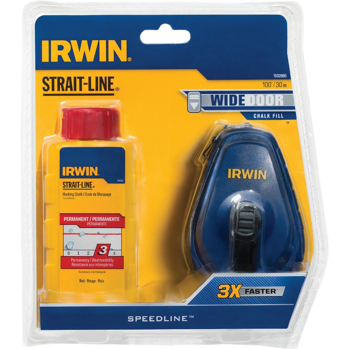 Blue chalk line reel with red chalk refill for woodworking and measuring tools in hand tools collection under $50