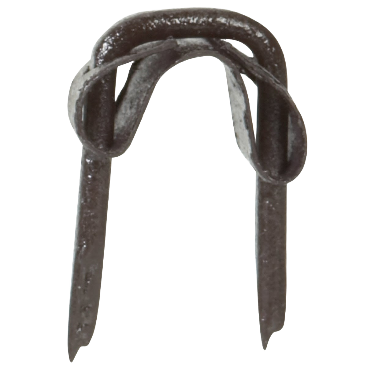 Brown fiber insulated steel wire staple with sharp points designed for secure fastening in home improvement projects