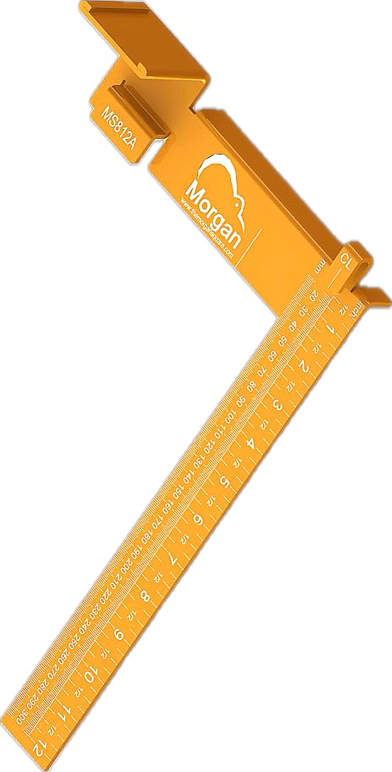 Orange aluminum Morgan Square with imperial and metric rulers for woodworking and measuring tools under $100 collection
