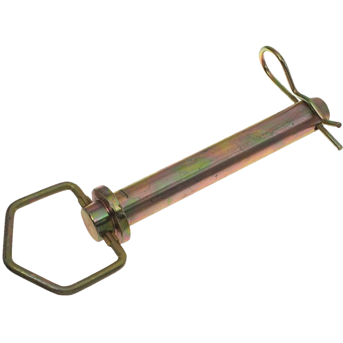 Durable swivel handle hitch pin with forged head and retaining clip for towing and automotive tool use