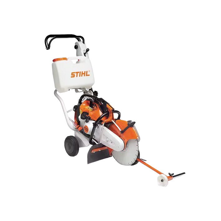 Wheeled STIHL Cutquik Cart with attached cut-off machine for precise cutting in home improvement and tool collections