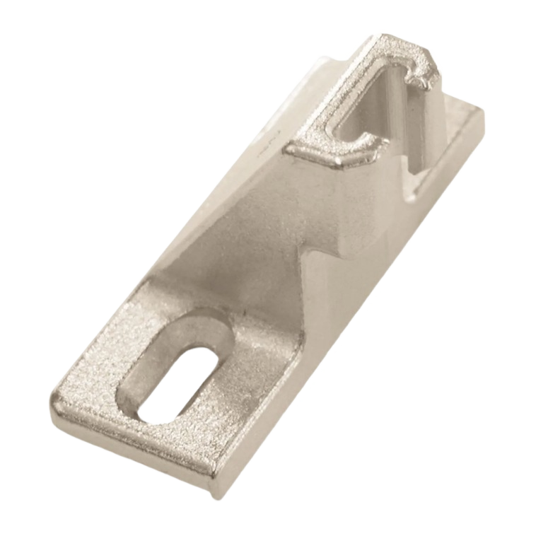Nickel-plated zinc die-cast mounting plate for cabinet hardware, compatible with compact hinges under $50 collections