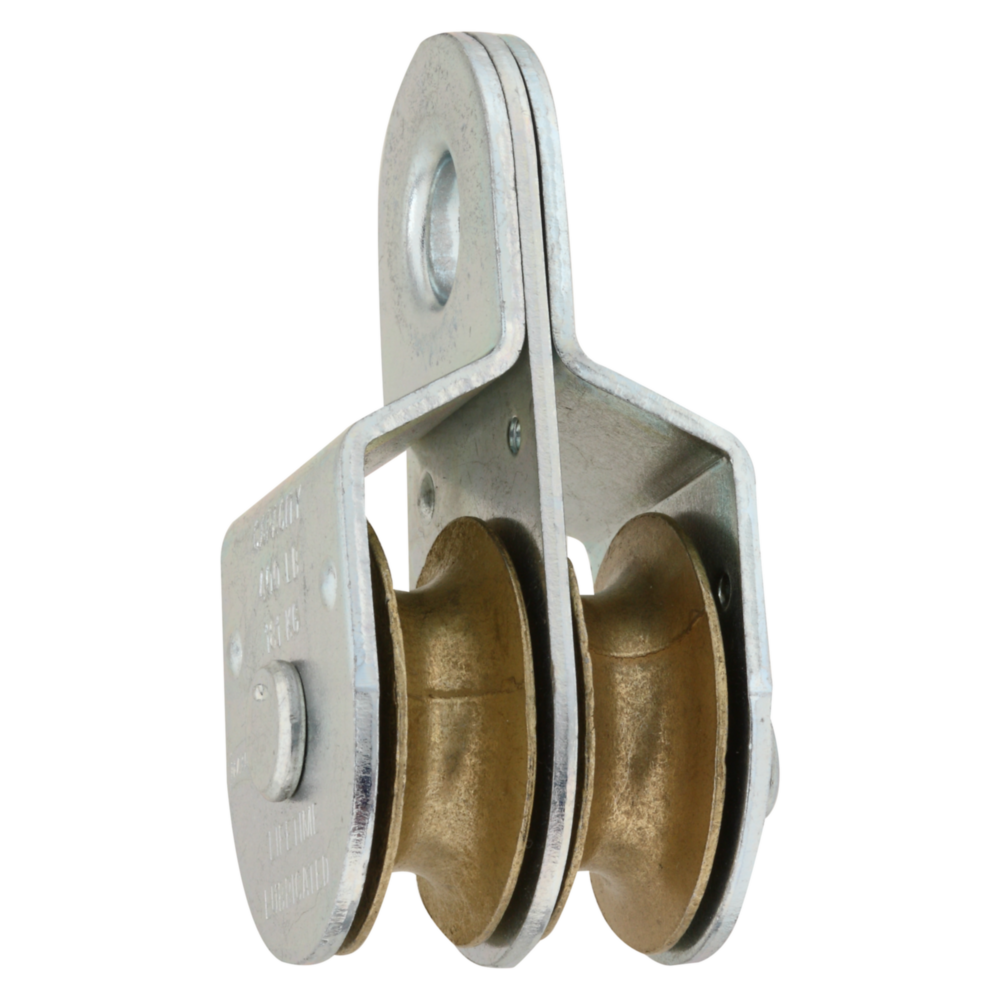 Double fixed eye steel rope pulley with durable metal frame for heavy-duty fasteners and home improvement projects