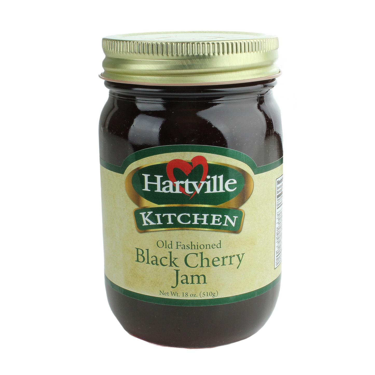 Jar of Hartville Kitchen black cherry jam with gold lid in jams and jellies and food and beverage collections
