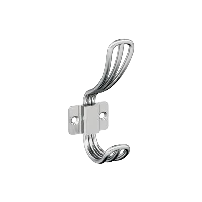 Polished chrome double-prong decorative wall hook for bathroom, storage, and organization accessories under $50
