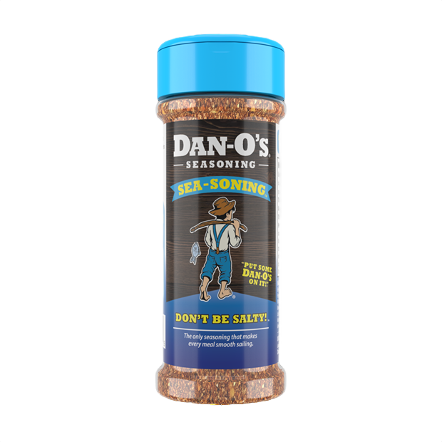 Bottle of Dan-O's SEA-soning seasoning with blue cap for grilling and outdoor living under $50 collection
