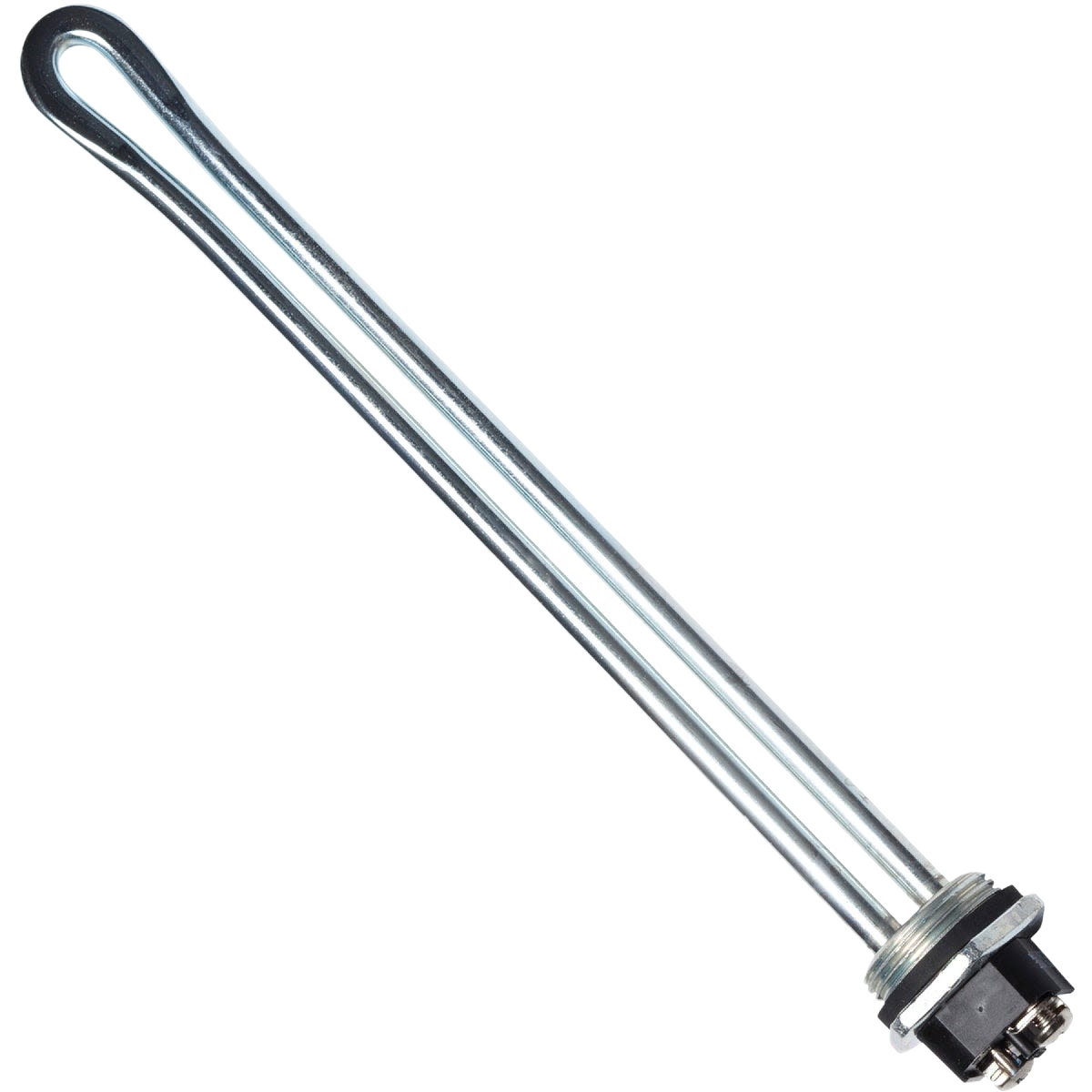 Metal screw-in heating element with long tubular design for water heater repair and home improvement tasks
