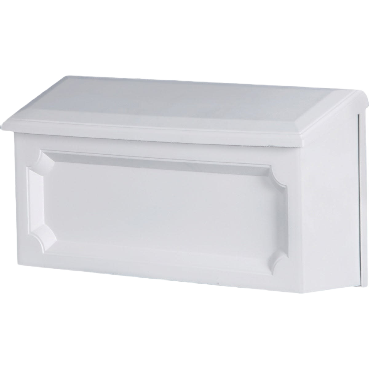 White horizontal wall mount mailbox with classic panel design for secure and stylish home mail delivery