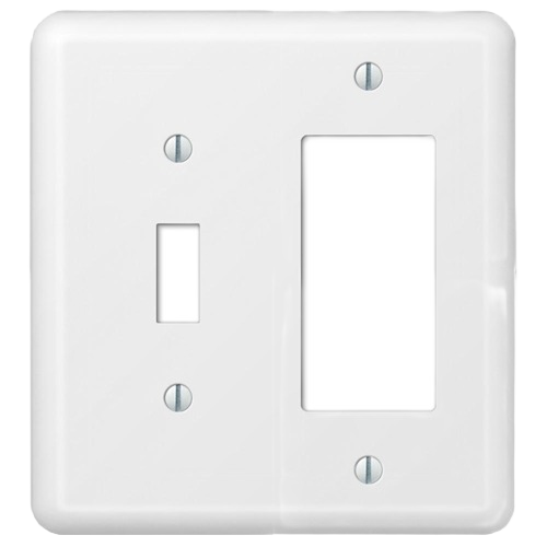 White electrical wallplate with one toggle and one rocker opening for home improvement under $50 collection