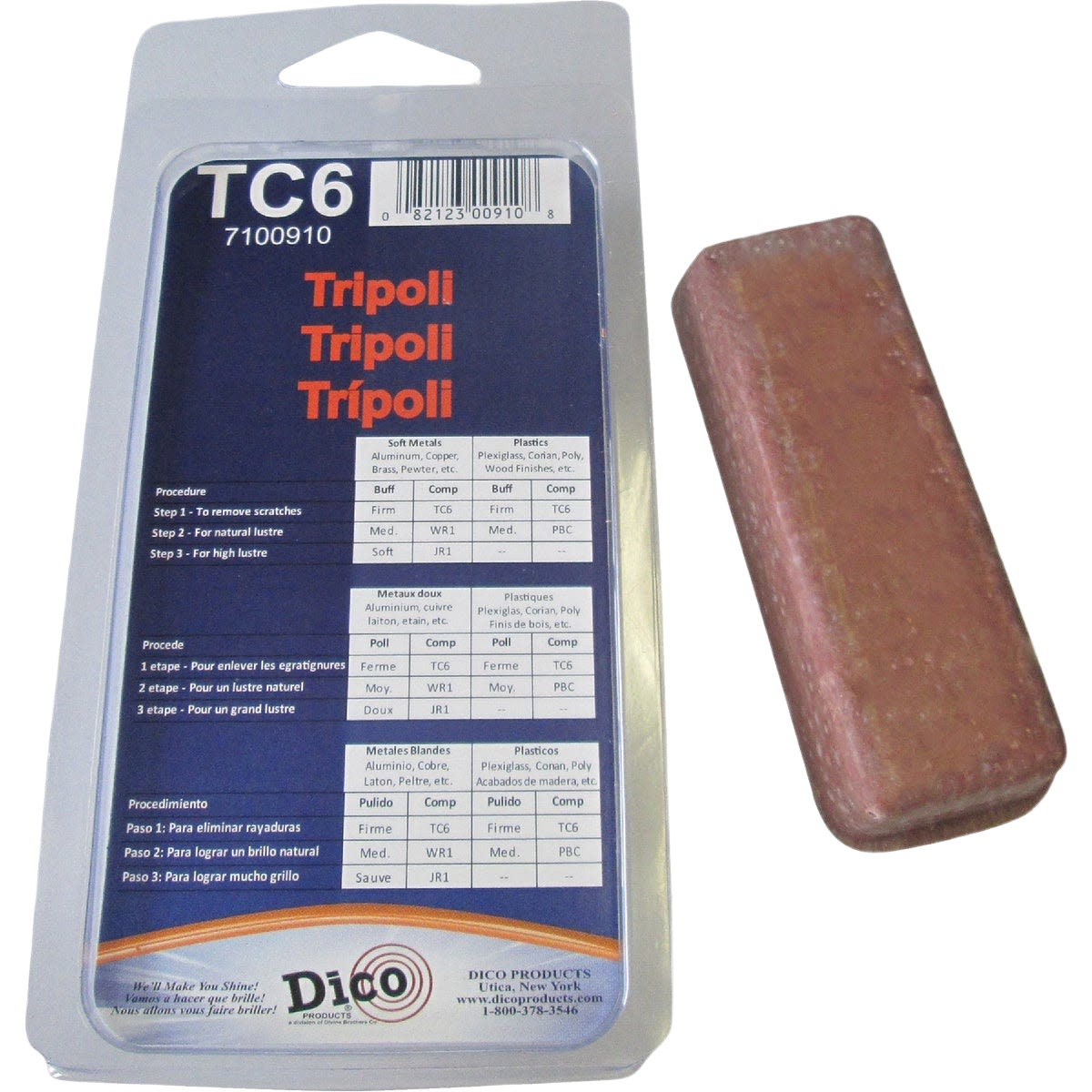 Dico Tripoli buffing compound bar with packaging for woodworking tools and tool accessories under $50 collections