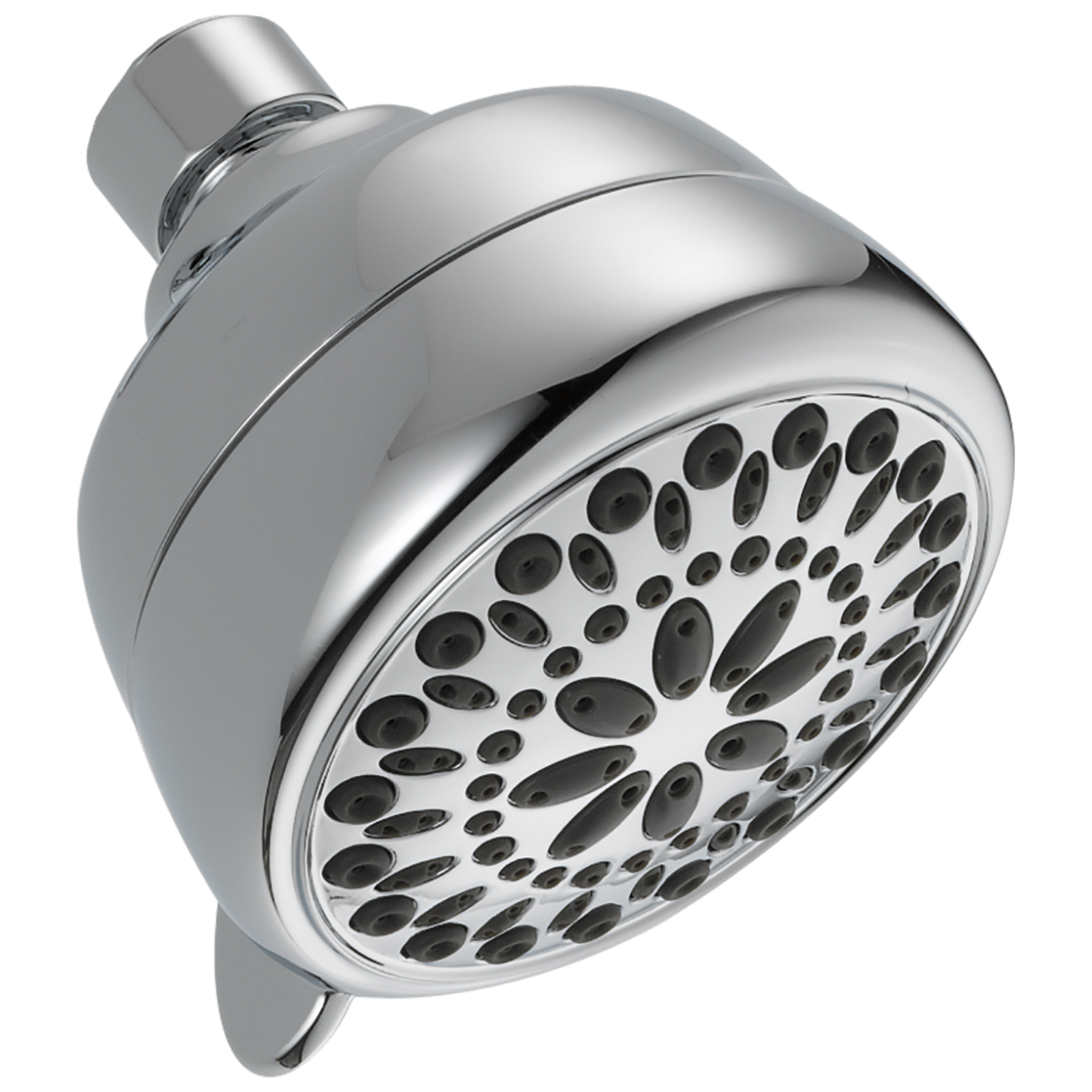 Chrome finish showerhead with multiple spray settings for bathroom plumbing and home improvement projects