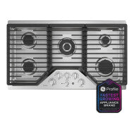GE Profile™ 36" Built-In Tri-Ring Gas Cooktop with 5 Burners and Included Extra-Large Integrated Griddle