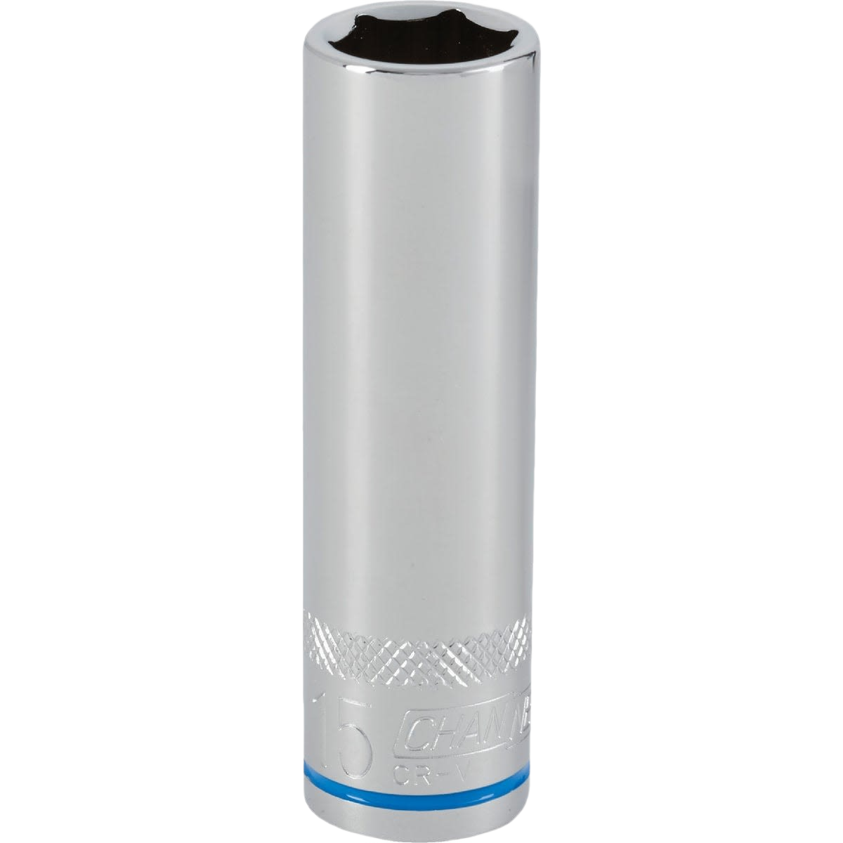 15mm 6-point deep metric socket with textured grip band for use with 1/2 inch drive ratchets in hand tools collection