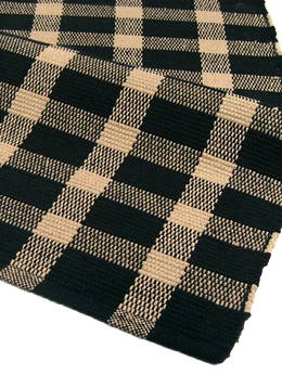 Hand-loomed cotton rag rug with black and cream check pattern for flooring and home decor under $100 collections