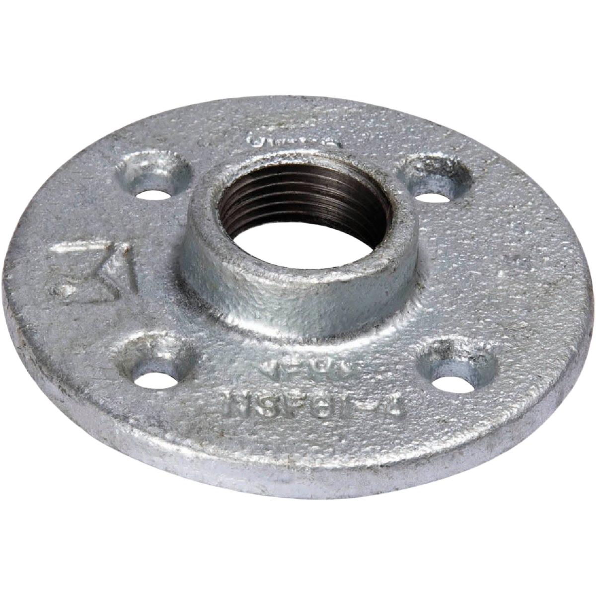 Galvanized iron floor flange with four mounting holes for plumbing and galvanized fittings under $50 collection