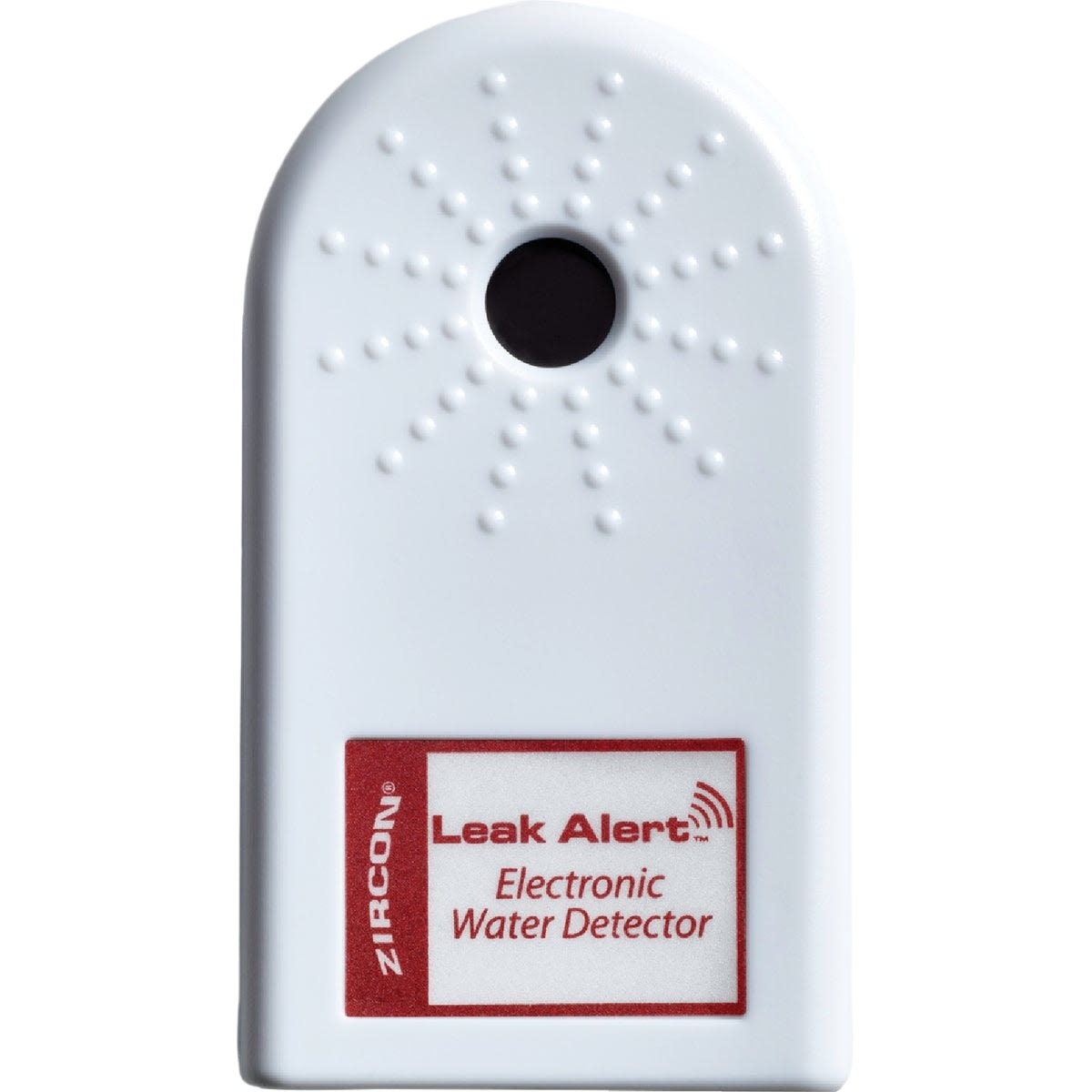 Compact white electronic water leak detector with red label for plumbing and home improvement under $50 use