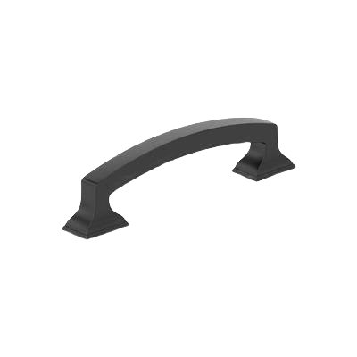 Matte black cabinet pull with 3-3/4 inch center-to-center spacing for furniture hardware and home improvement projects