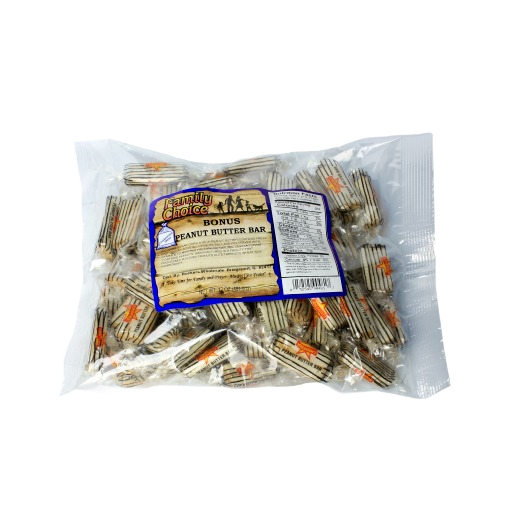 Clear plastic bag filled with individually wrapped peanut butter candy bars from the Chocolates & Candies collection