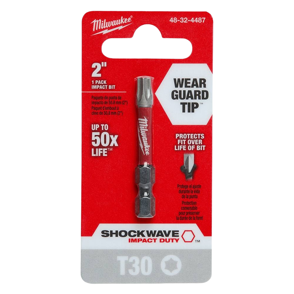 Milwaukee 2-inch T30 Impact Duty bit with Wear Guard Tip for durable power tool accessories and drill bits collections