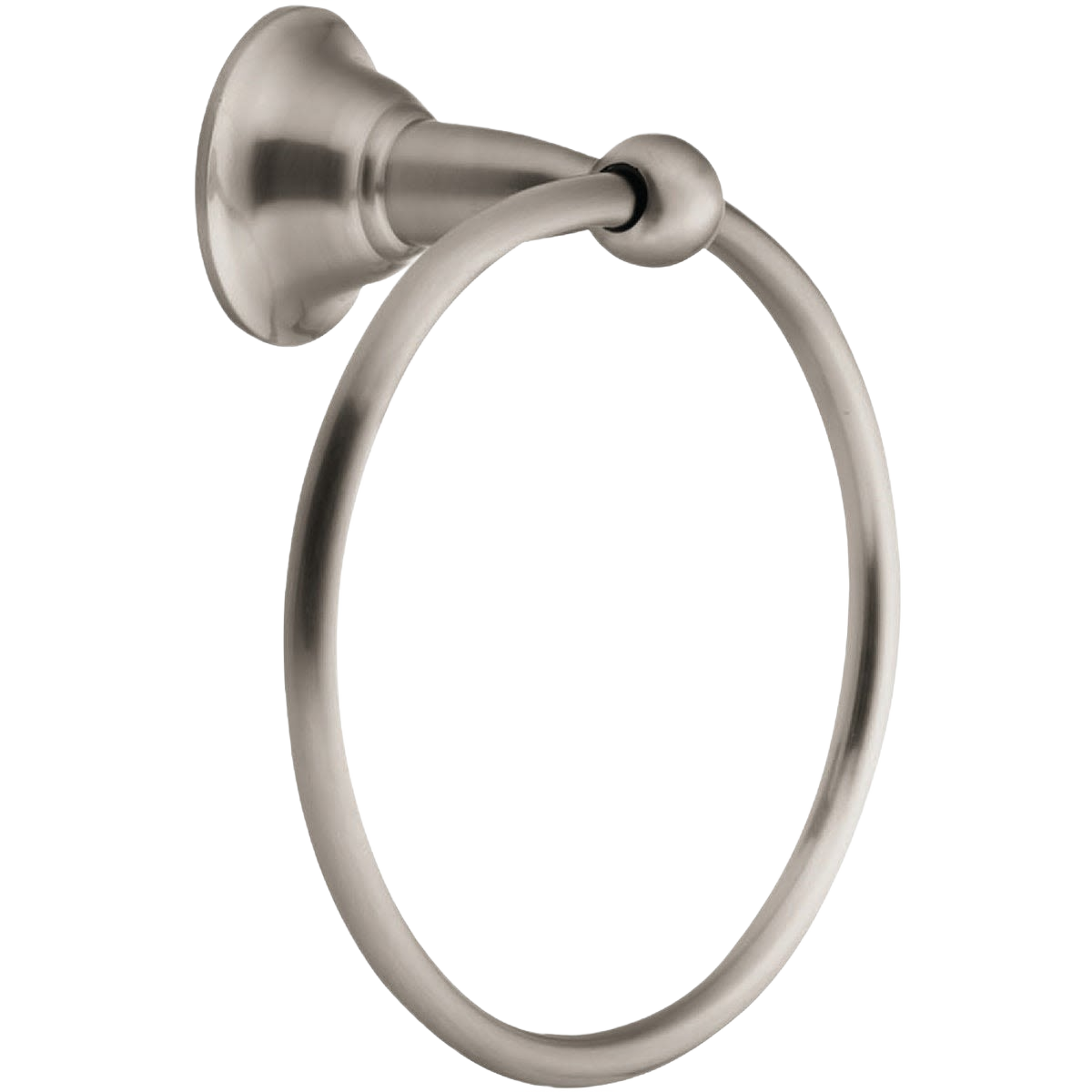 Brushed nickel bathroom towel ring with vintage-inspired design, part of Accessories & Hardware under $50 collection