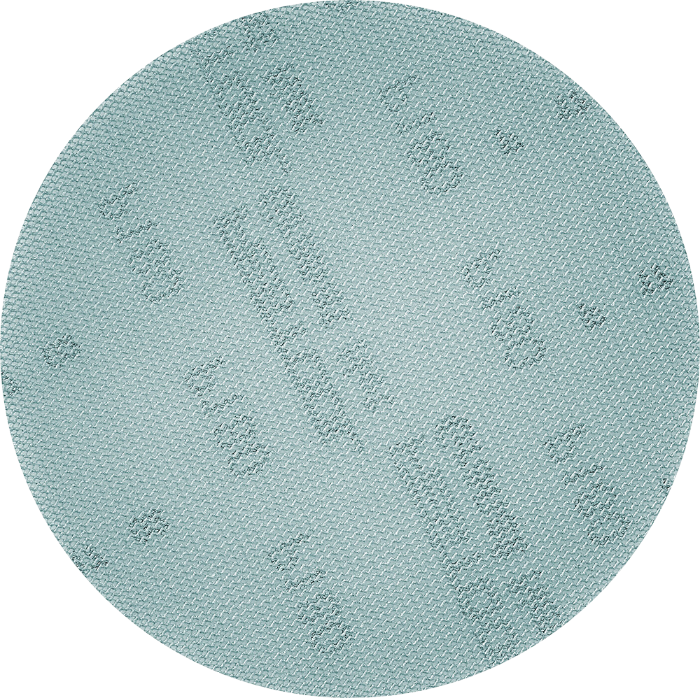 Circular abrasive net with fine grit pattern designed for sanding and surface preparation in tools and home improvement tasks