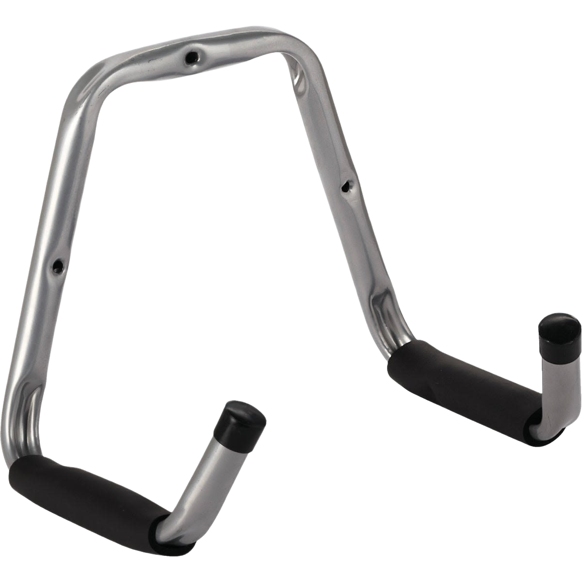 Heavy-duty double arm hook with foam-covered ends for secure storage in hardware and organization solutions.