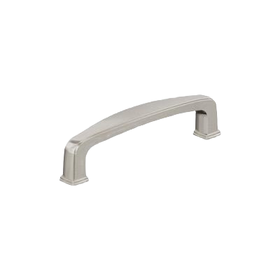 Satin nickel cabinet pull with a simple arched design for home improvement and furniture upgrade projects