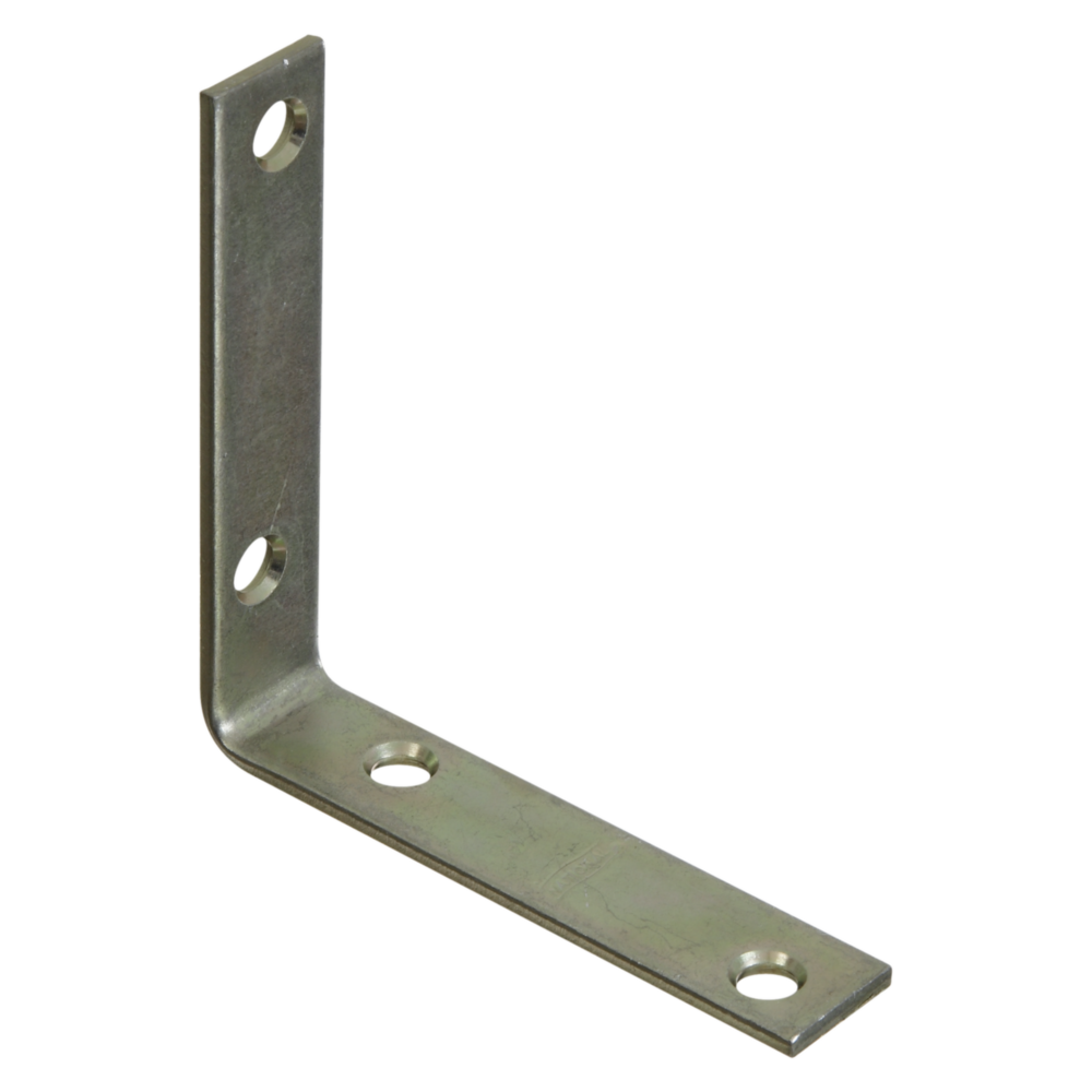 Steel zinc corner brace with pre-drilled holes for reinforcing furniture and home improvement projects under $50 tools