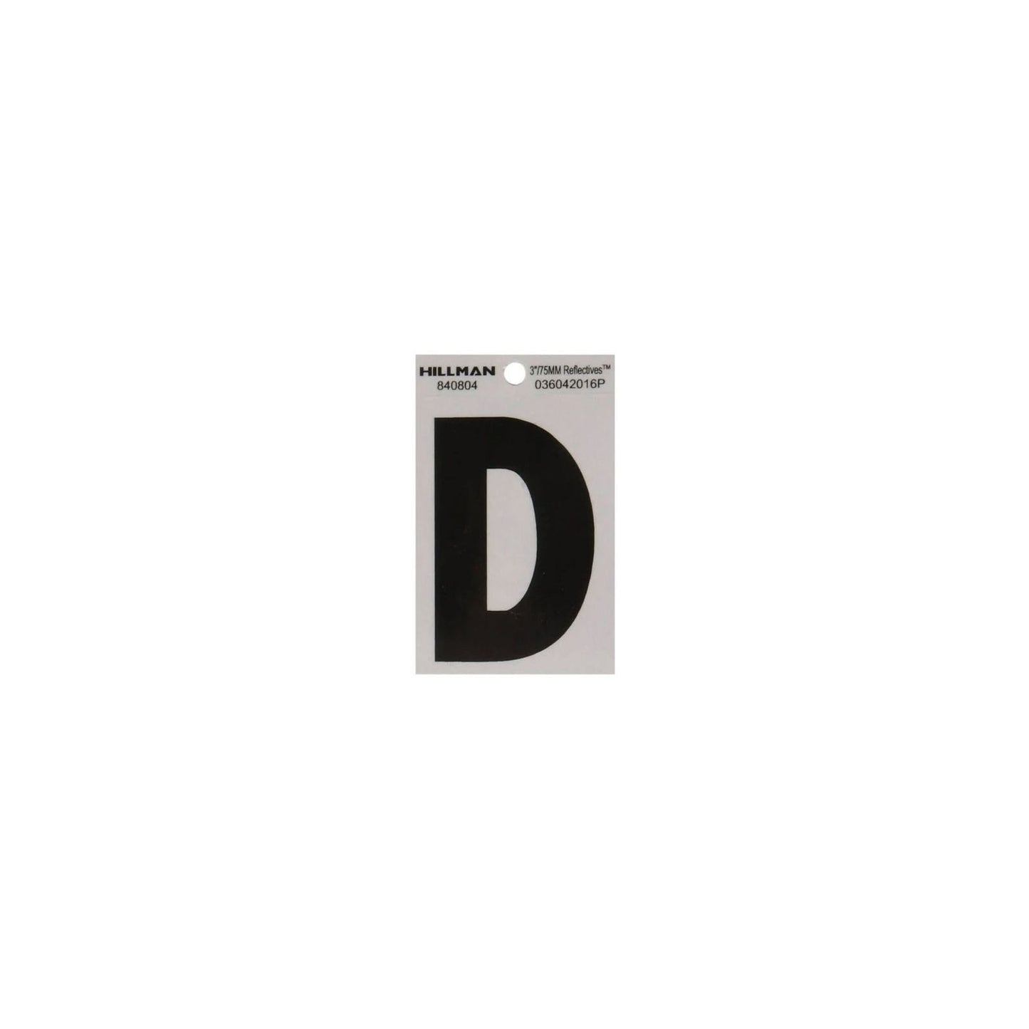 Black and silver reflective wide style letter D sticker for home improvement and hardware under $50 collections