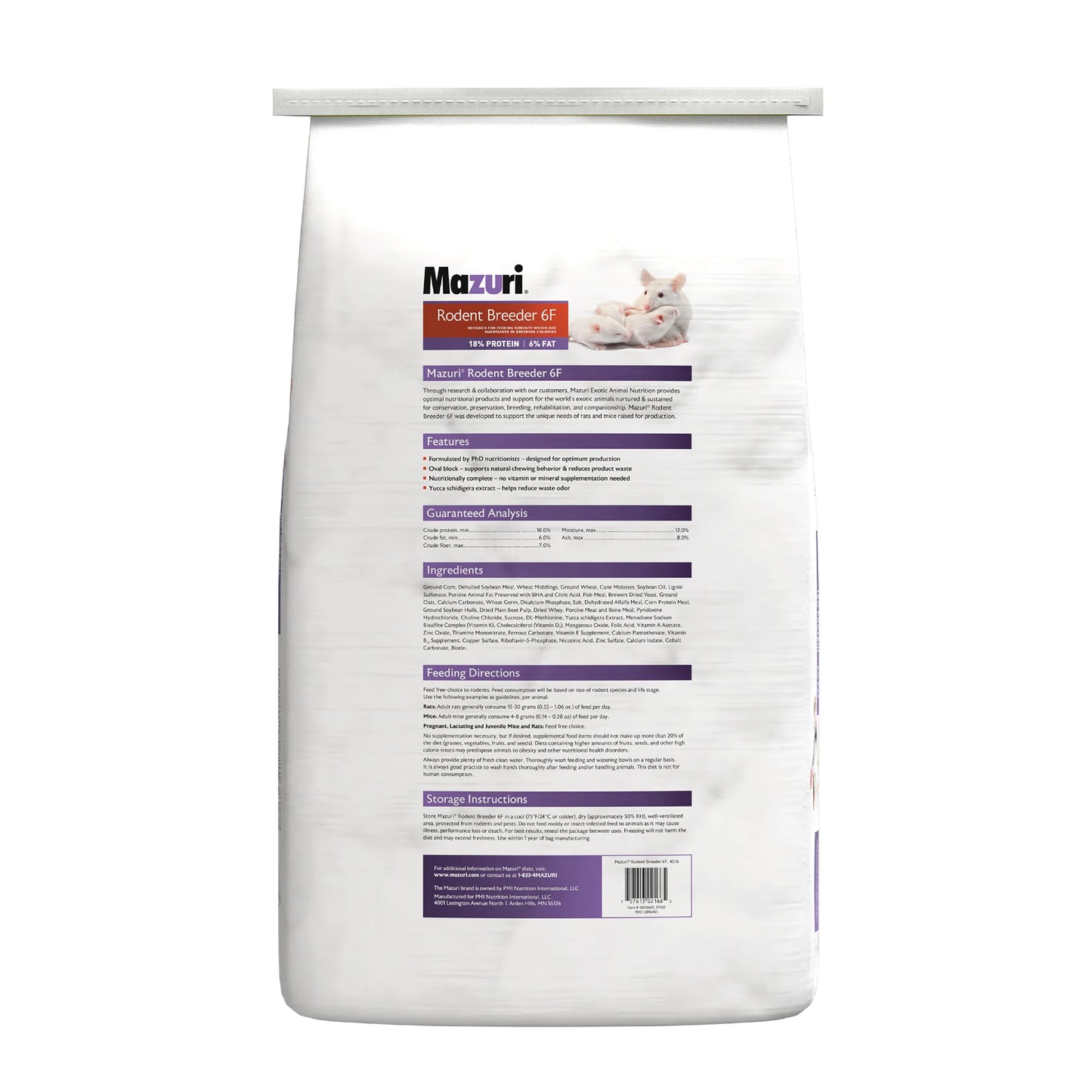Mazuri Rodent Breeder 6F, 40 lbs.