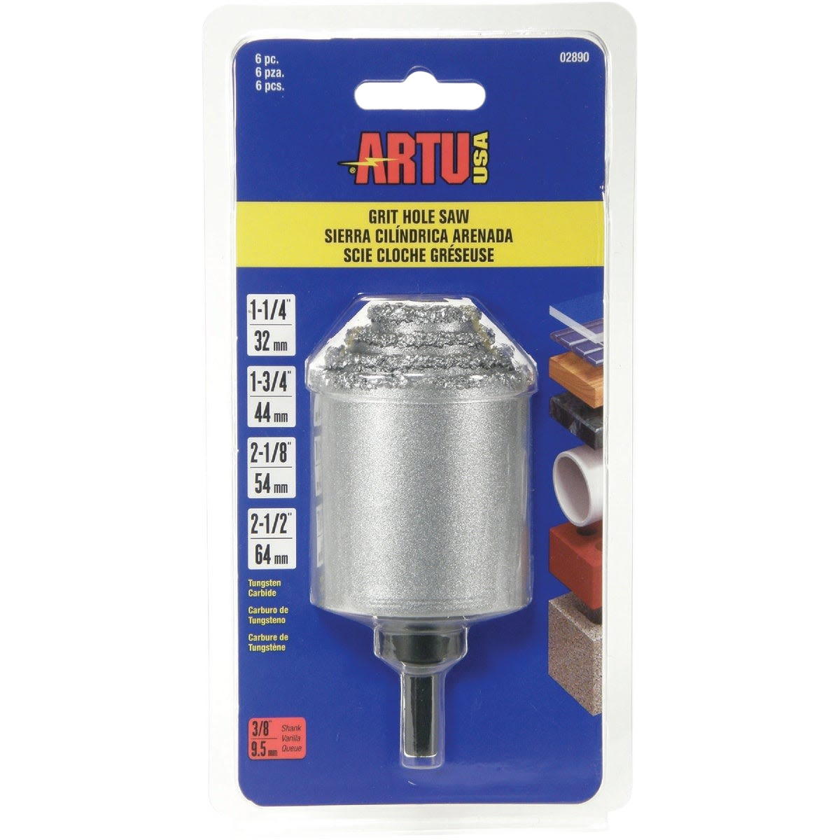Six-piece carbide grit hole saw set with arbor and pilot bit for woodworking tools and home improvement under $100 collections