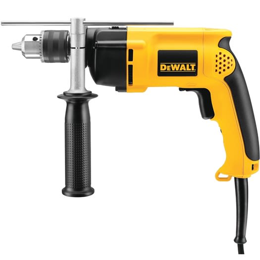 Yellow and black compact hammer drill with side handle for improved grip and precision in tools and home improvement tasks