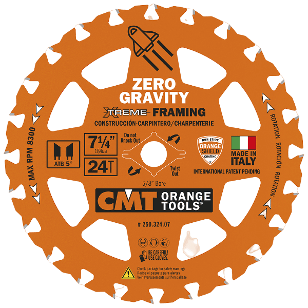 CMT Orange Tools 6-1/2" 24T Zero Gravity Framing Blade, 10-Pack