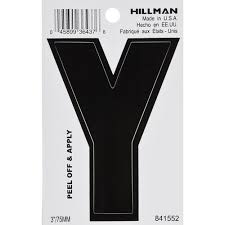 Black vinyl peel-off sticker letter Y with white border, suitable for labeling and home improvement projects