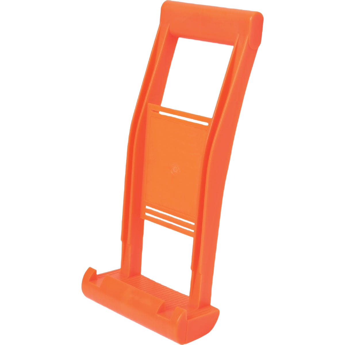 Orange plastic handle designed for panel carrying with angled grip for better balance and control in home improvement tools