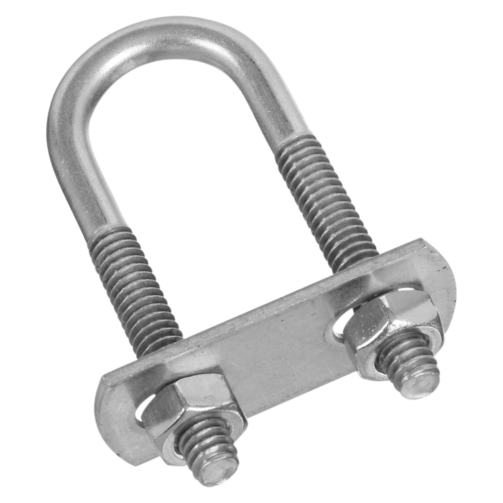 Stainless steel round U bolt with plate and hex nuts for fastening in hardware and home improvement projects under $50