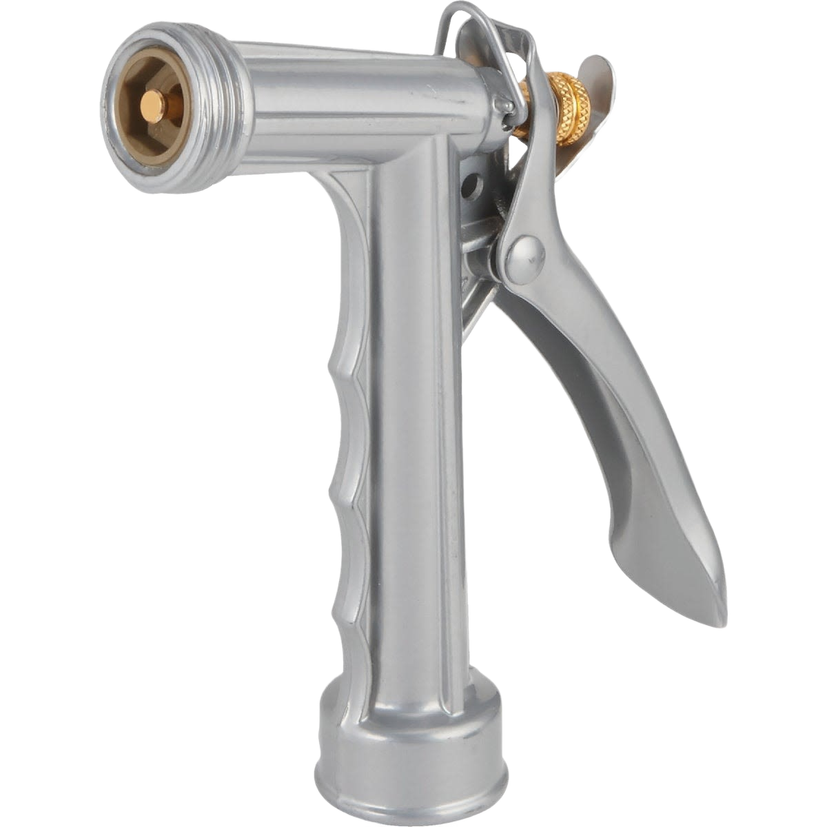 Full-size zinc pistol nozzle with trigger spray and threaded front for garden watering and irrigation tools collection under $50