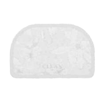 White semi-circled diatomite bath mat with textured surface for quick drying and bathroom use