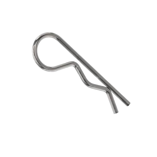 Metal spring locking pin designed for secure equipment fastening in John Deere parts and hardware collections
