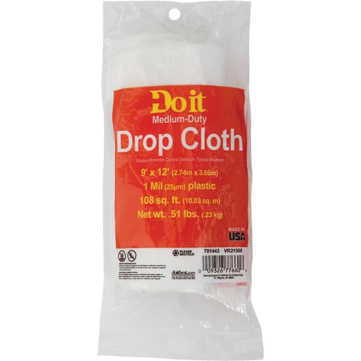 Medium-duty transparent plastic drop cloth for paint protection in home improvement and painting supplies collections