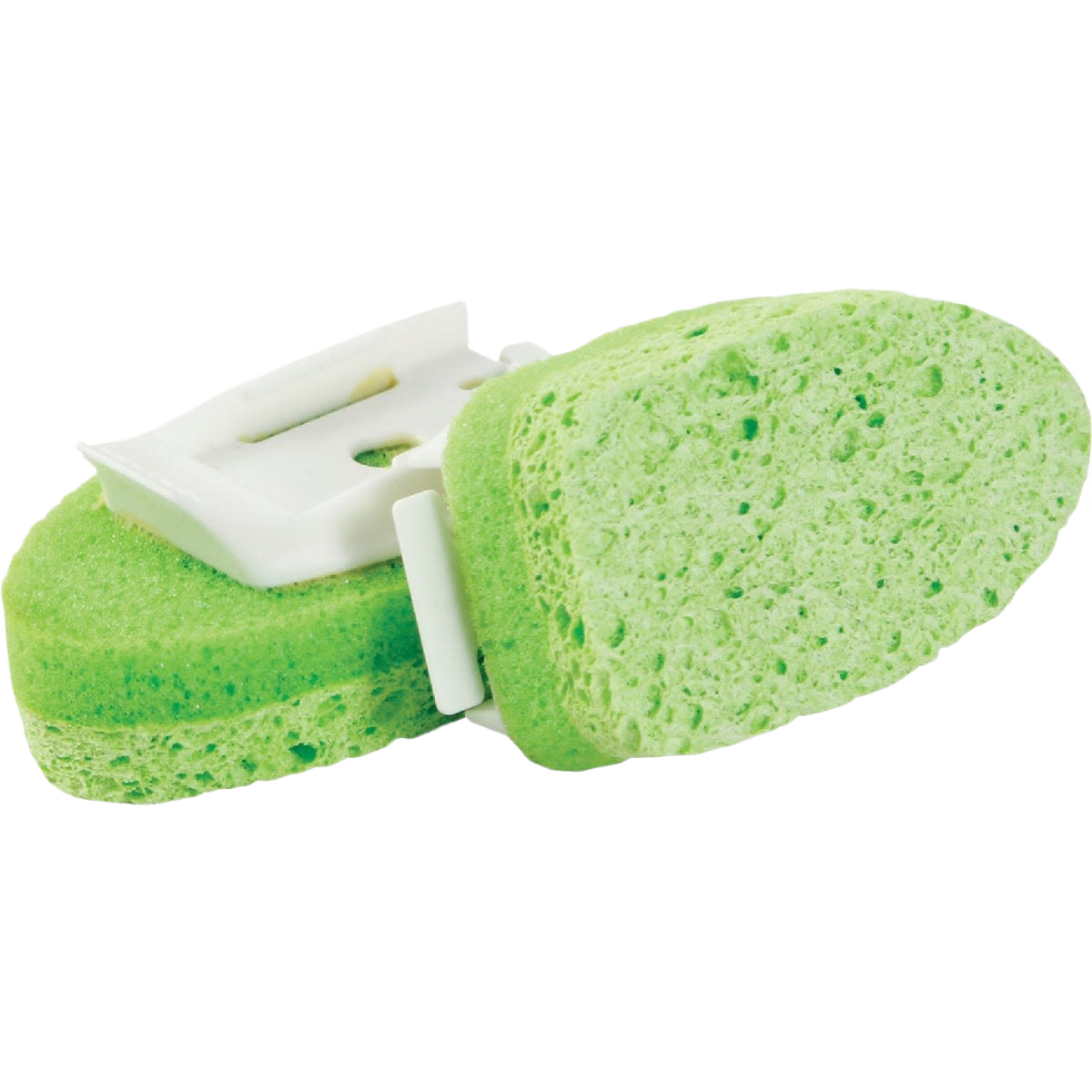 Green natural cellulose sponge refills with white plastic soap dispenser clip for cleaning tools under $50 collections