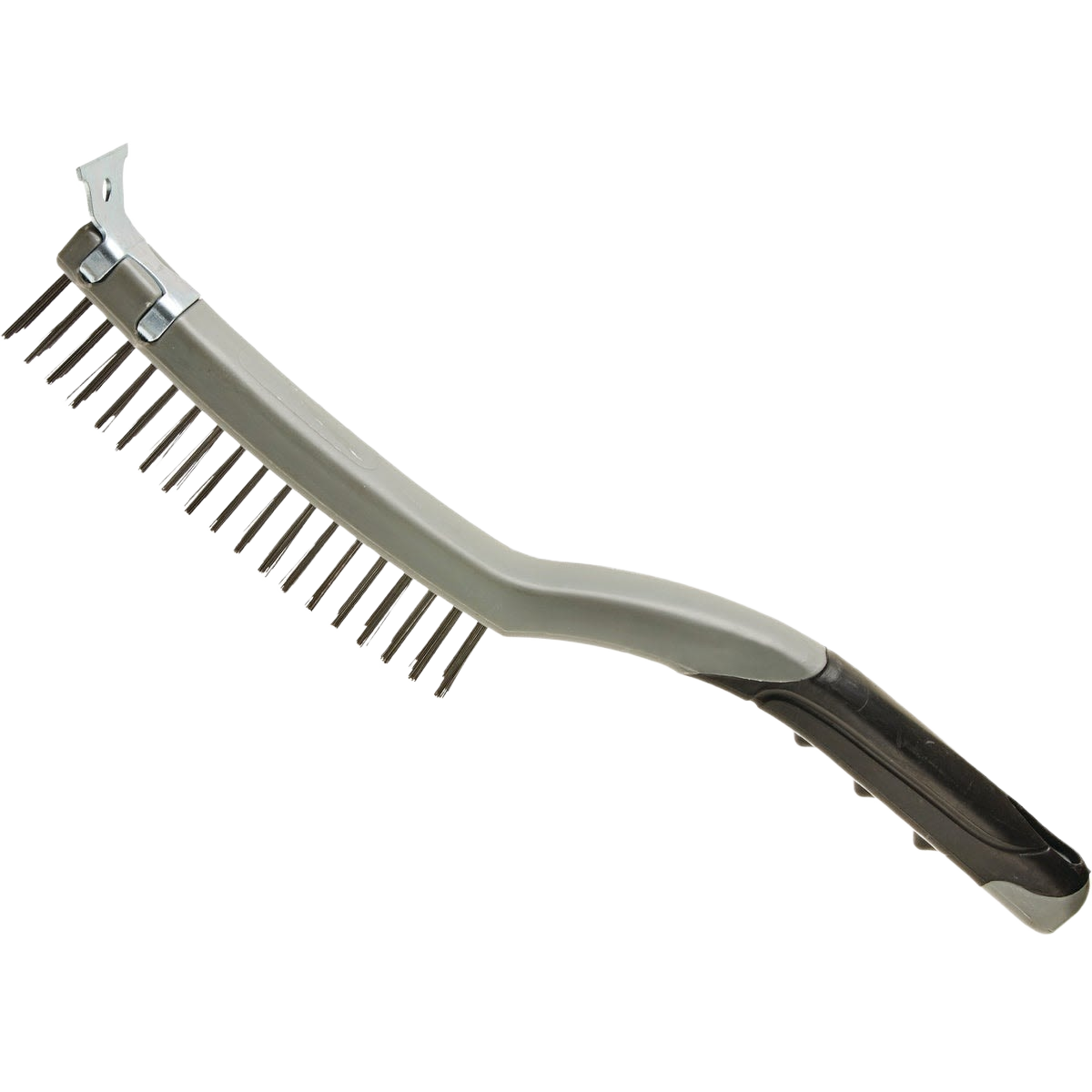 Long-handled stripping brush with stiff wire bristles and scraper for tough cleaning in paint and home improvement tools collections