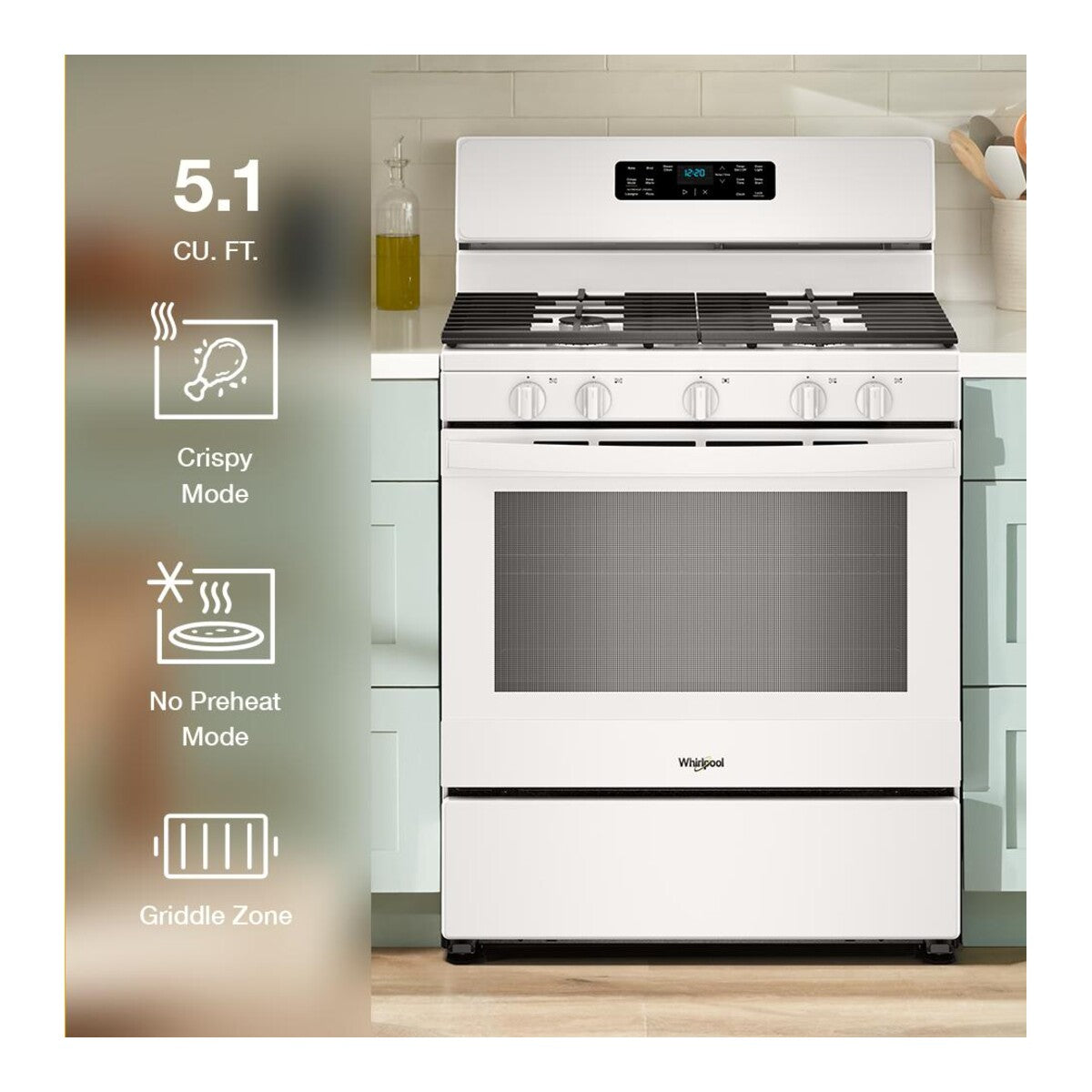 30-inch Gas Range with Crispy Mode and Griddle Zone
