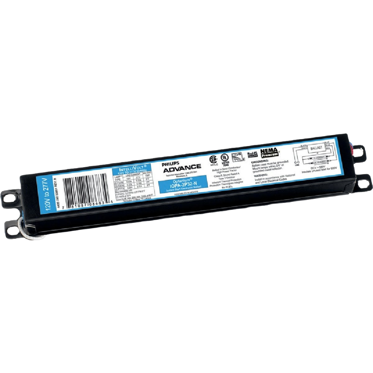 Philips Advance electronic ballast for T8 lamps, energy-efficient lighting accessory in Electrical and Home Improvement collections