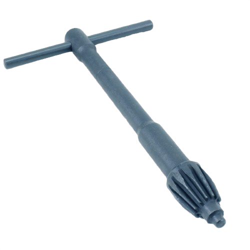Extra-long metal key with T-handle for securing and adjusting woodworking stronghold chucks in tool accessories collections