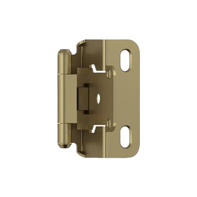 Golden champagne partial wrap cabinet hinge with self-closing feature for home improvement projects
