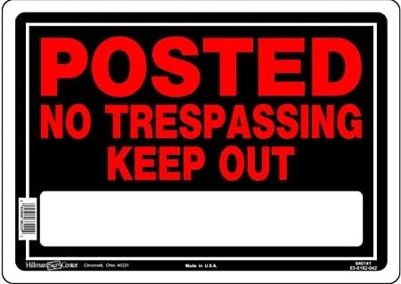 Black and red aluminum no trespassing sign with space for custom text in hardware and home improvement collection