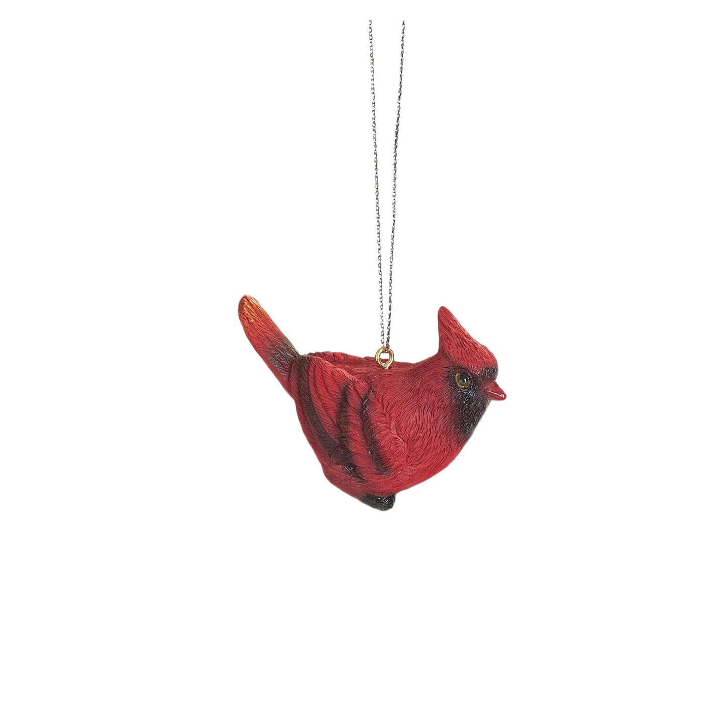 Small red cardinal bird ornament hanging with detailed feathers for Christmas Ornaments & Tree Decorations collection under $50